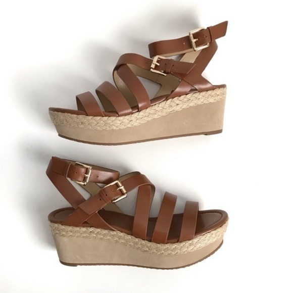 Michael Kors Espadrille Style Jocelyn Platform Suede Wedge Sandals Size 8 - Picture 2 of 8